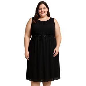 NEW Lane Bryant Plus Size 26 / 3X Black Cocktail Dress Floral Sequins Tie Back